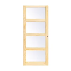 Porte coulissante Connemara pin vitrée H.204 x l.83 cm- Outlet