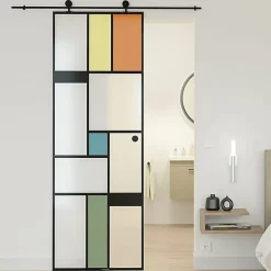 Porte coulissante en verre seule (rail non inclus) - MONDO OPAQUE - H. 204 x L. 83 - Fabrication Française NORMANDIE-Aurys Best