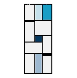 Aurys Porte coulissante en verre seule (rail non inclus) - MONDO OPAQUE BLEUE - H. 204 x L. 93 - Fabrication Française NORMANDIE