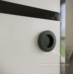 Aurys Porte coulissante en verre seule (rail non inclus) - MONDO OPAQUE BLEUE - H. 204 x L. 93 - Fabrication Française NORMANDIE