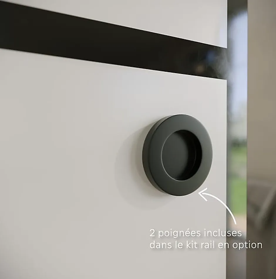 Aurys Porte coulissante en verre seule (rail non inclus) - MONDO OPAQUE BLEUE - H. 204 x L. 93 - Fabrication Française NORMANDIE