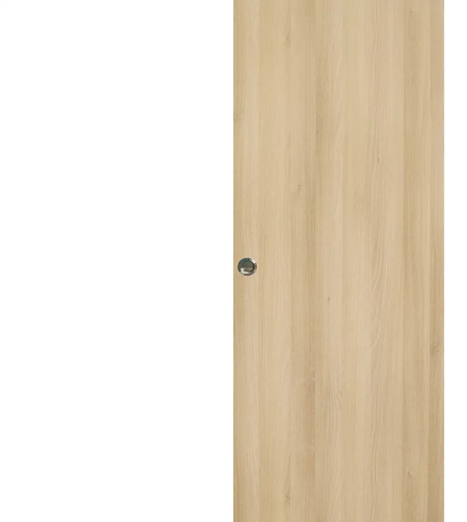 Porte Coulissante Honey Oak H204 X L73, Rail Alu Bandeau Noir, Coquilles-Gd Menuiseries Hot