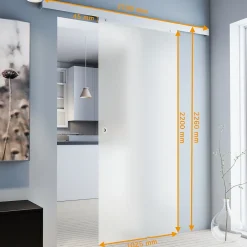 Schulte Porte Coulissante En Verre - 102x220 - Décor Opaque - Poignée Ronde + Double Amortisseur Softclose