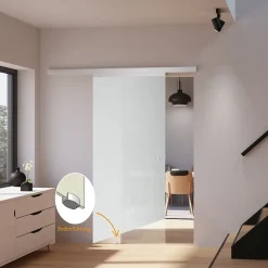 Schulte Porte Coulissante En Verre - 102x220 - Décor Opaque - Poignée Ronde + Double Amortisseur Softclose