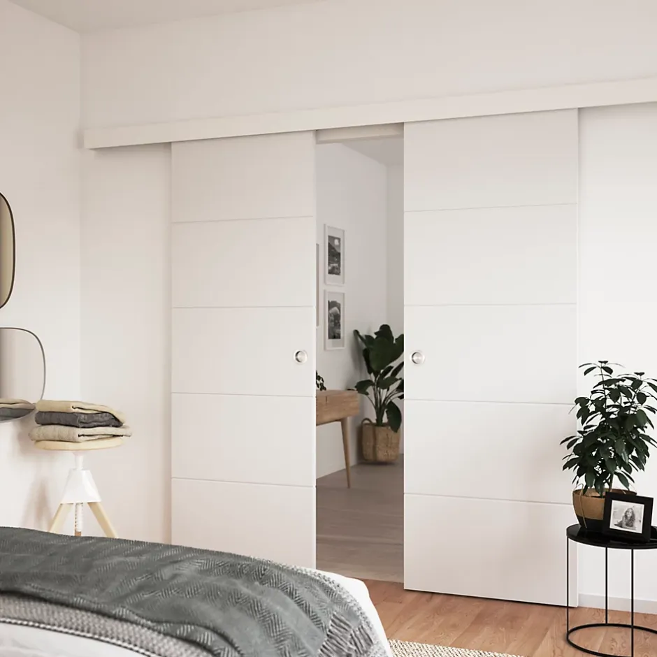 Porte coulissante Slot prépeint H.204 x l.83 cm