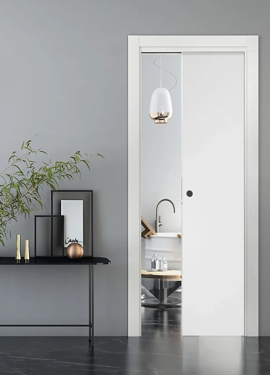 Porte coulissante Summa blanchi H.204 x l.83 cm- Discount