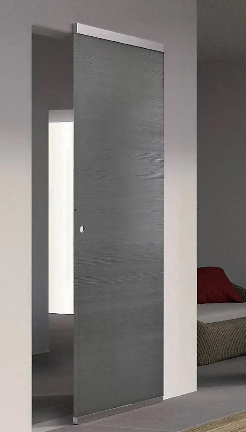 Porte coulissante Summa grise H.204 x l.73 cm