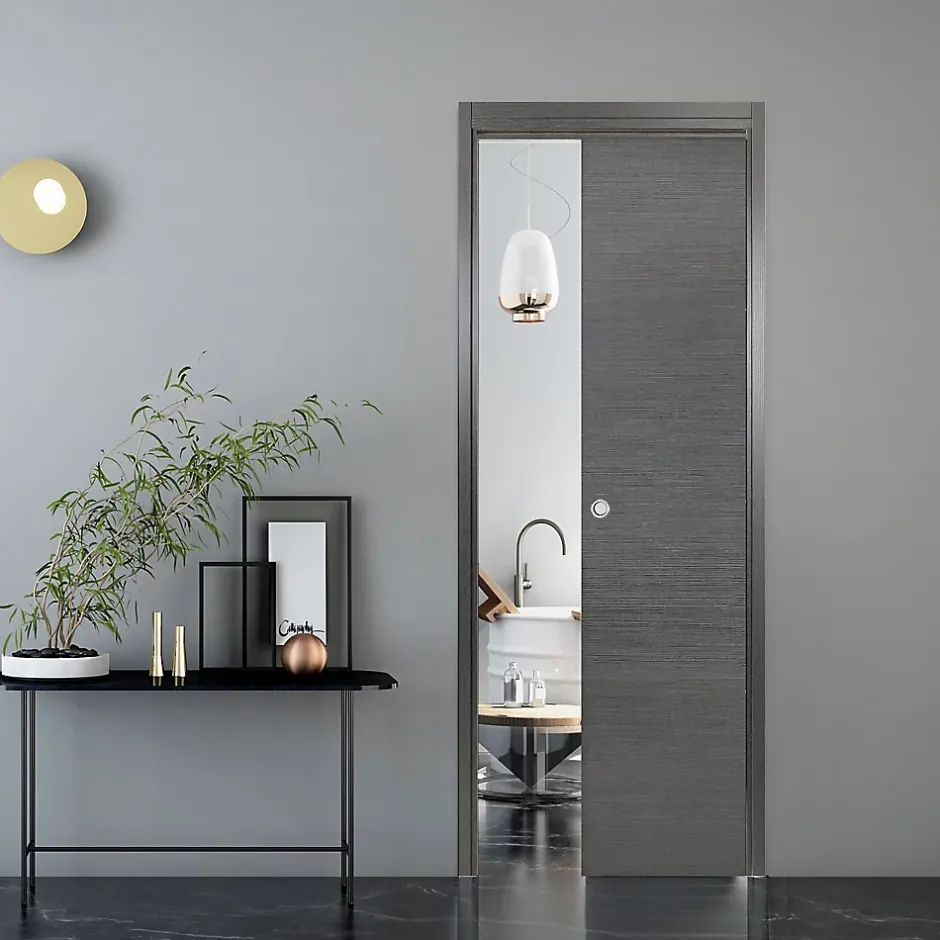 Porte coulissante Summa grise H.204 x l.73 cm