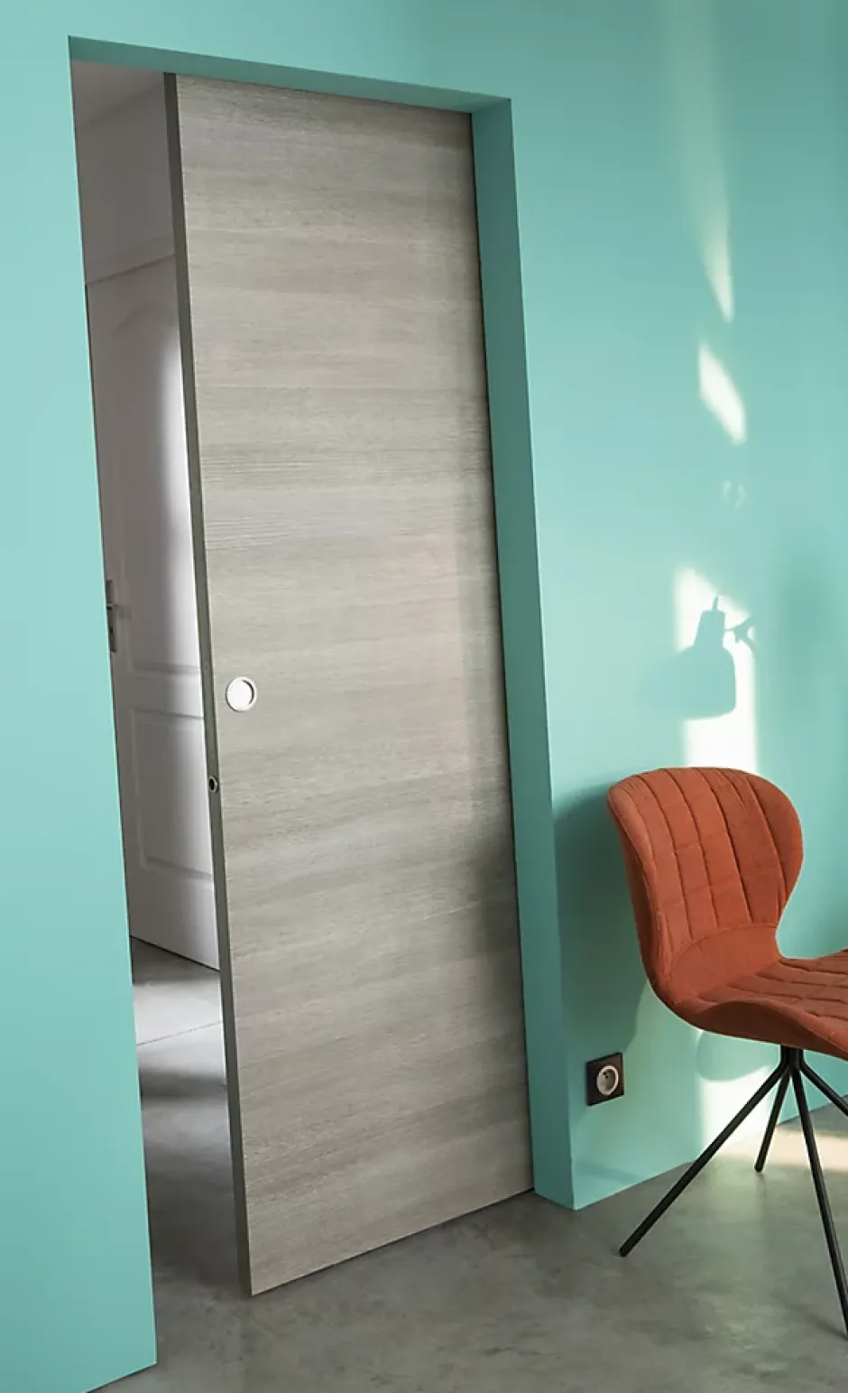 Porte coulissante Summa gris clair H.204 x l.73 cm- Online