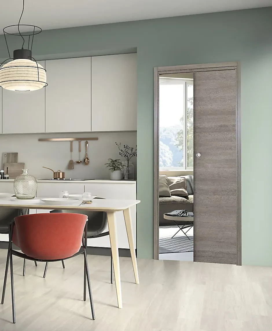 Porte coulissante Summa gris clair H.204 x l.73 cm- Online