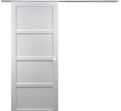 Gd Menuiseries Porte Coulissante Tamera Blanc 4 Panneaux H204 X L93, Rail Alu, Coquilles Blanc