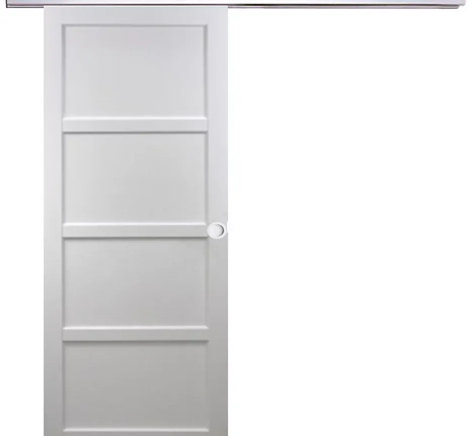 Gd Menuiseries Porte Coulissante Tamera Blanc 4 Panneaux H204 X L93, Rail Alu, Coquilles Blanc