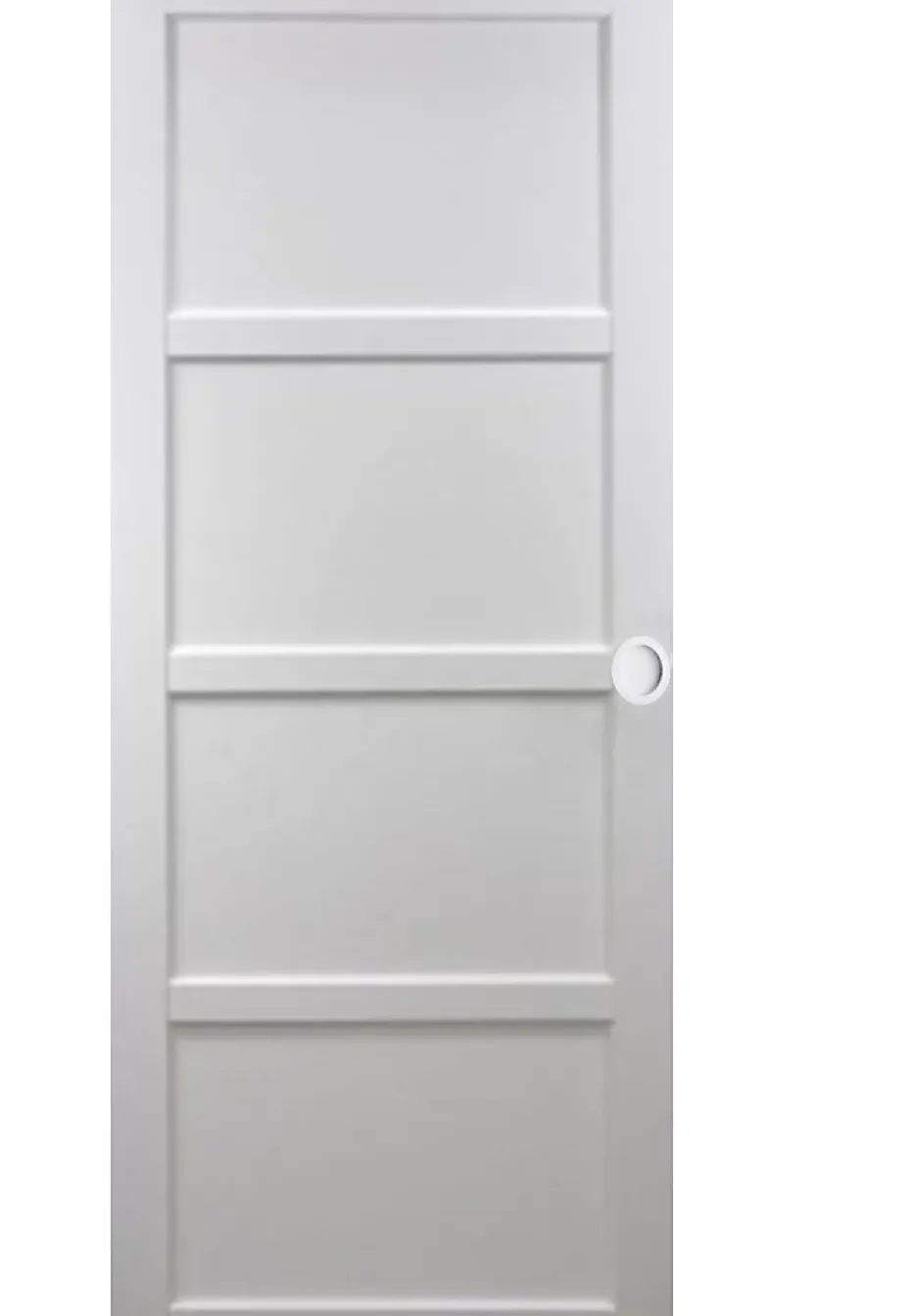 Gd Menuiseries Porte Coulissante Tamera Blanc 4 Panneaux H204 X L93, Rail Alu, Coquilles Blanc