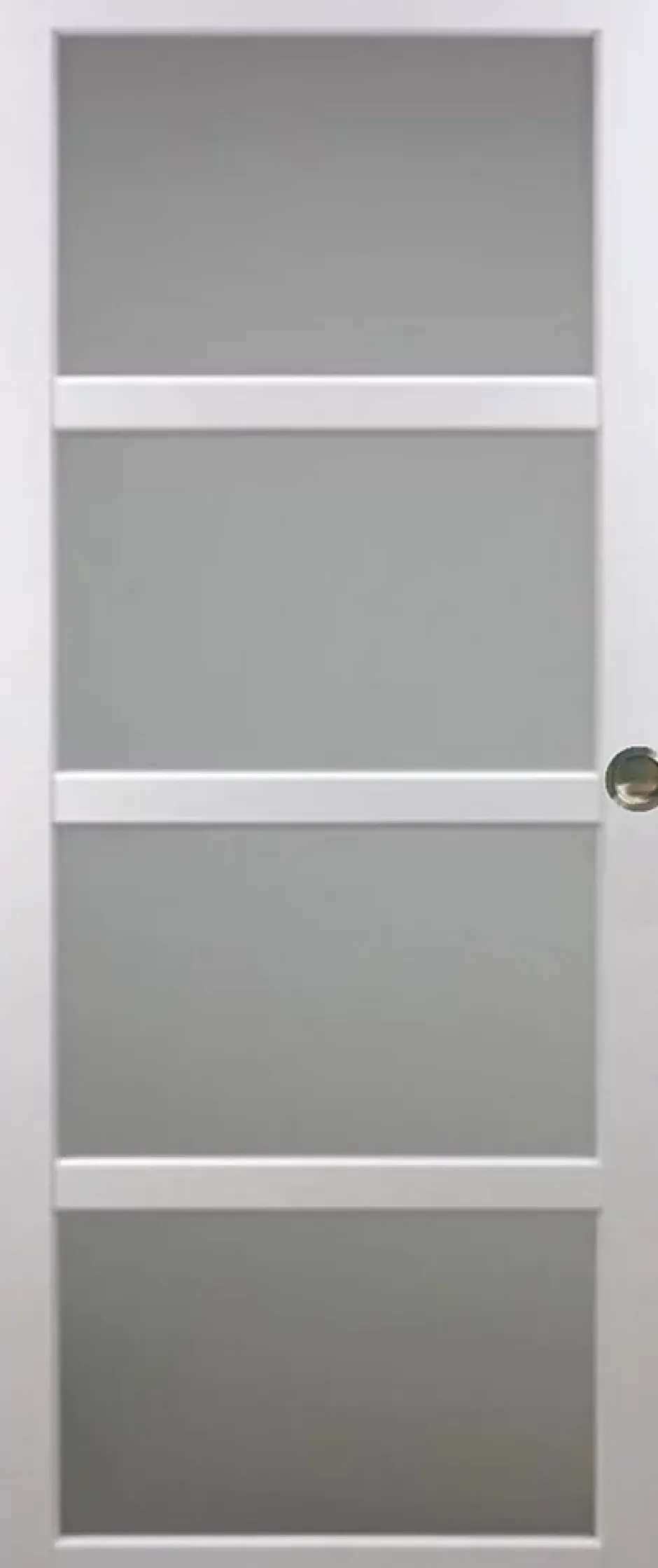 Gd Menuiseries Porte Coulissante Tana Blanc Vitrée H204 X L93, Rail Alu Bandeau Blanc, Coquilles