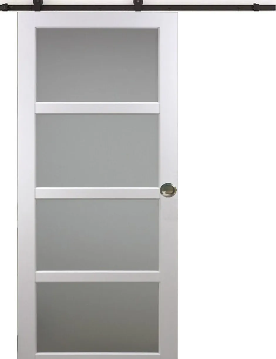 Gd Menuiseries Porte Coulissante Tana Blanc Vitrée H204 X L93, Rail Roulettes, Coquilles