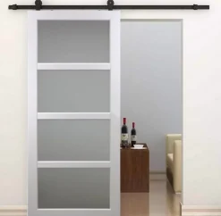 Gd Menuiseries Porte Coulissante Tana Blanc Vitrée H204 X L63, Rail Roulettes