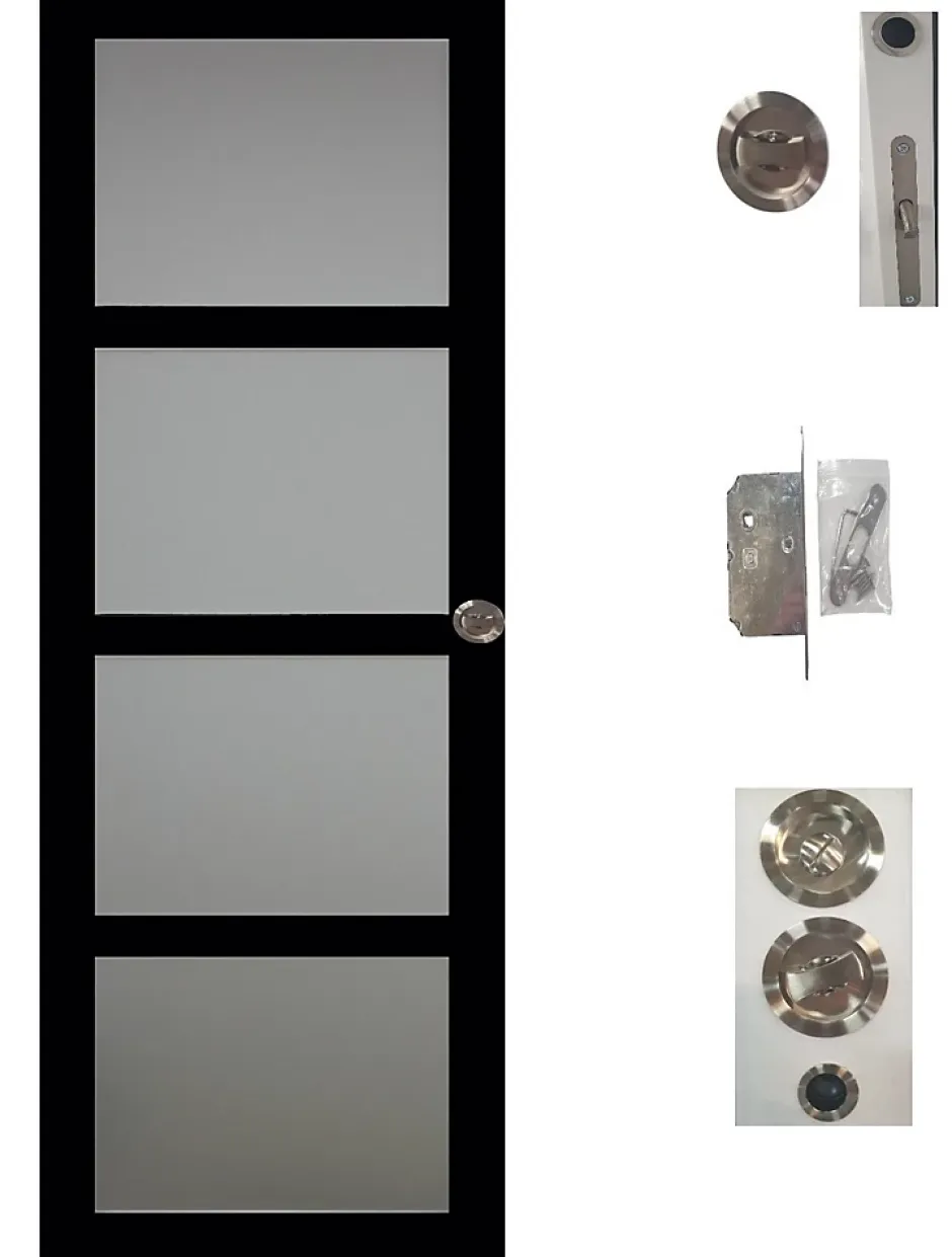 Gd Menuiseries Porte Coulissante Telia Noir Vitrée H204 X L83, Galandage, Kit De Finition