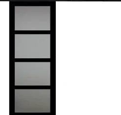 Gd Menuiseries Porte Coulissante Telia Noir Vitrée H204 X L83, Rail Alu Bandeau Noir