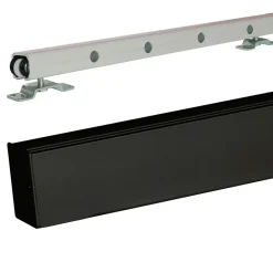 Gd Menuiseries Porte Coulissante Telia Noir Vitrée H204 X L83, Rail Alu Bandeau Noir