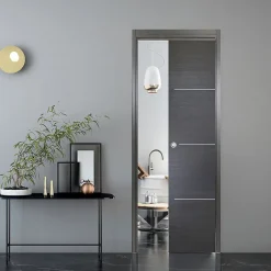 Porte coulissante Triaconta grise H.204 x l.83 cm