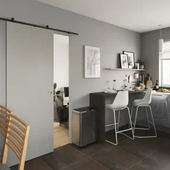 Porte coulissante Vague relief blanc H.204 x l.73 cm