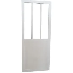 Porte coulissante vitrée esprit atelier blanc H.204 x l.93 cm- Best