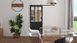 Porte coulissante vitrée esprit atelier H.204 x l.83 cm