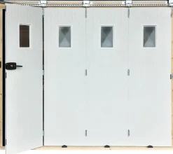 GoodHome Porte de garage coulissante PVC, 4 vantaux, blanc, L.240 x h.200