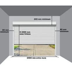 Porte de garage enroulable motorisée aluminium Agathe gris - L.240 x h.200 cm (pré-montée)-PROTECTA Online