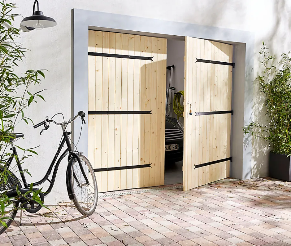 GoodHome Porte de garage 2 vantaux bois 240 x h.200 cm