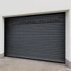Protecta Porte de garage motorisée enroulable aluminium Ambre gris H.200 x L.300 cm avec hublots