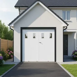 GoodHome Porte de garage pliante PVC, blanc, L.240 x h.200 cm