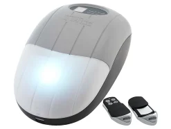 Vente-unique Porte de garage sectionnelle effet bois blanc motorisée L254 x H218 cm - PRIETA