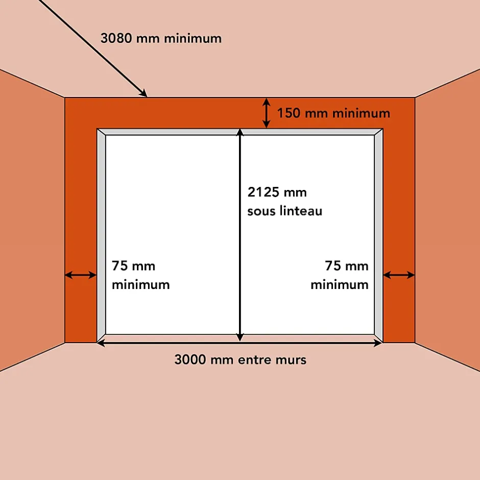 Spadone Porte de garage sectionnelle motorisée Noir 9005 l.300 x H.212,5 cm x Ep.40 mm