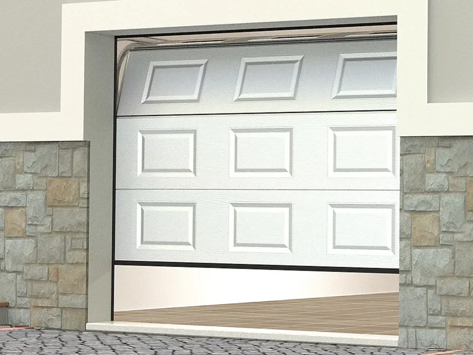 Vente-unique Porte de garage sectionnelle à cassette blanc avec fenêtres motorisée L254 x H218 cm - CAOPAS