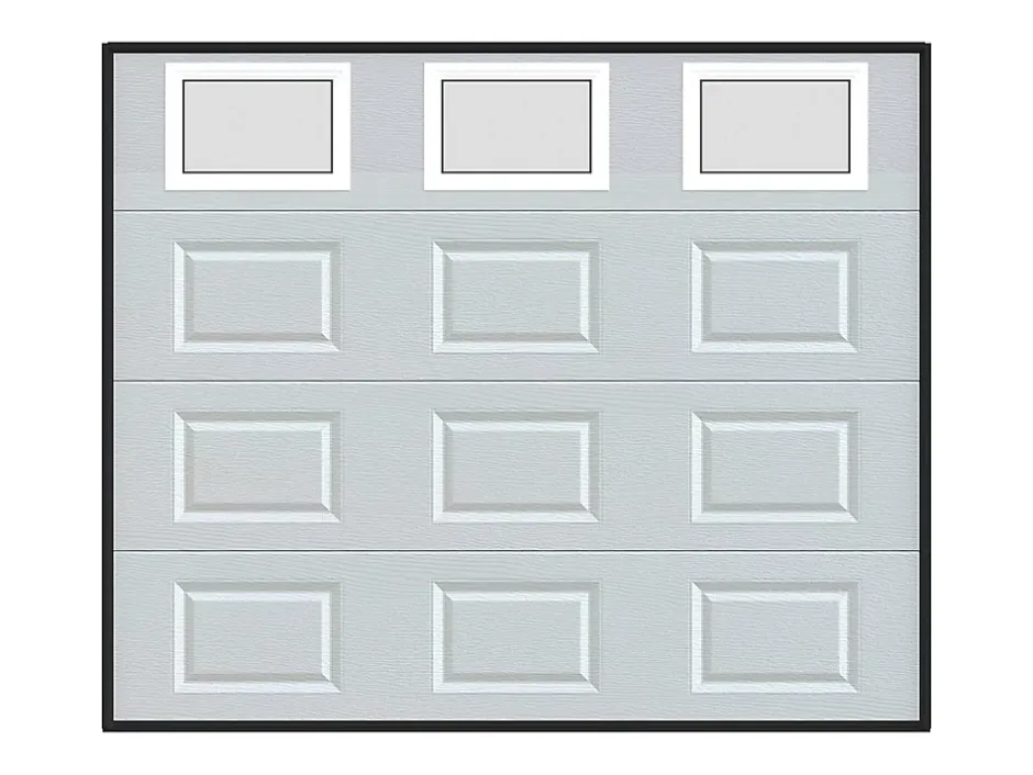 Vente-unique Porte de garage sectionnelle à cassette blanc avec fenêtres motorisée L254 x H218 cm - CAOPAS