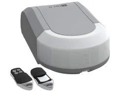 Vente-unique Porte de garage sectionnelle à cassette blanc avec fenêtres motorisée L254 x H218 cm - CAOPAS