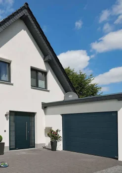 Hormann Porte de garage sectionnelle acier EcoStar WoodGrain gris anthracite RAL 7016 - l.237,5 x h.200 cm - motorisée