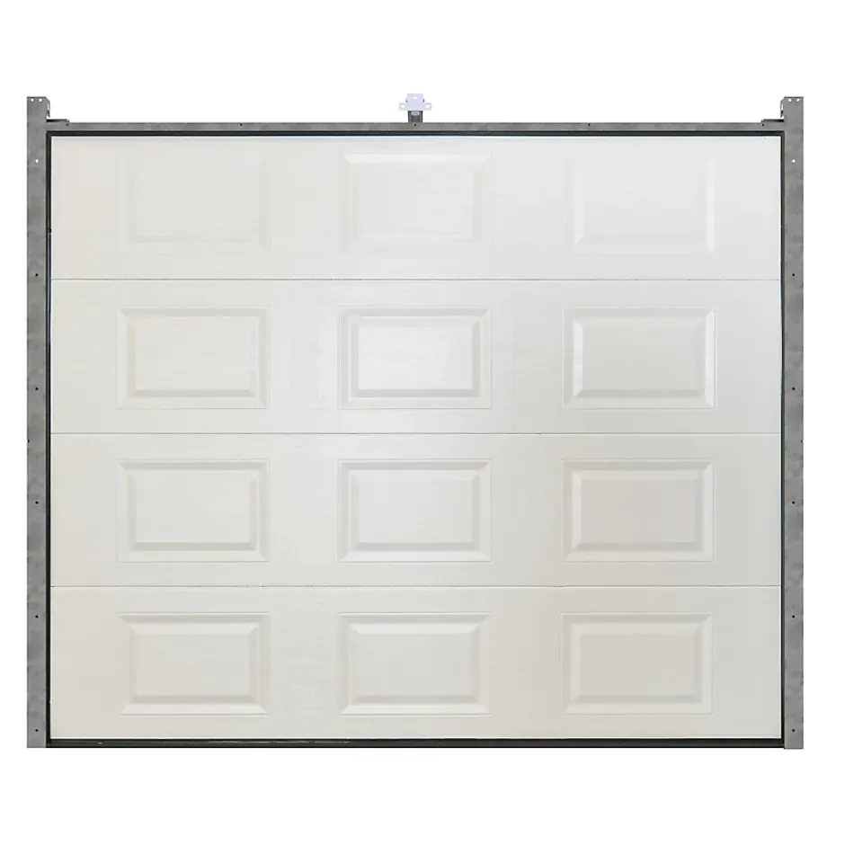 Porte de garage sectionnelle à cassettes acier blanc RAL 9010 - L.240 x h.200 cm - motorisée (en kit)-GoodHome Discount