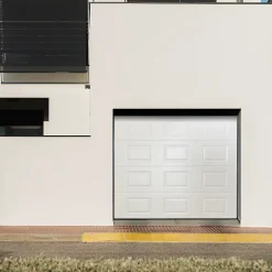Porte de garage sectionnelle à cassettes acier blanc RAL 9010 - L.240 x h.200 cm - motorisée (en kit)-GoodHome Discount