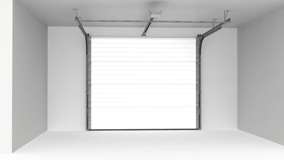 Porte de garage sectionnelle à cassettes acier blanc RAL 9010 - L.240 x h.200 cm - motorisée (en kit)-GoodHome Discount