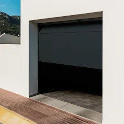 Porte de garage sectionnelle acier gris RAL 7016 - L.240 x h.200 cm - motorisée (en kit)-GoodHome Hot