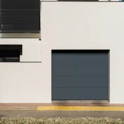 Porte de garage sectionnelle acier gris RAL 7016 - L.240 x h.200 cm - motorisée (en kit)-GoodHome Hot