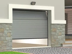 Somfy Porte de garage sectionnelle effet rainuré gris avec moteur L254 x H218 cm - NORIA