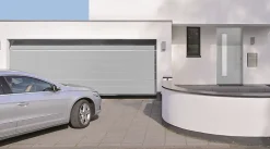 Porte de garage sectionnelle acier WoodGrain blanc aluminium RAL 9006 - l.300 x h.200 cm - motorisée-Hormann Discount