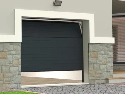 Somfy Porte de garage sectionnelle effet rainuré anthracite avec moteur L254 x H218 cm - NORIA