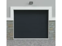 Porte de garage sectionnelle effet rainuré anthracite motorisée L254 x H218 cm - NORIA-Vente-unique Online