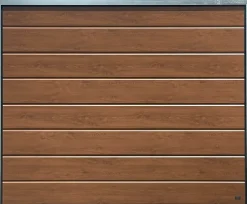 Porte de garage sectionnelle chêne foncé motorisée l.240 x H.200 cm x Ep.40 mm-Spadone New