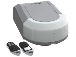 Vente-unique Porte de garage sectionnelle effet bois anthracite motorisée L254 x H218 cm - PRIETA