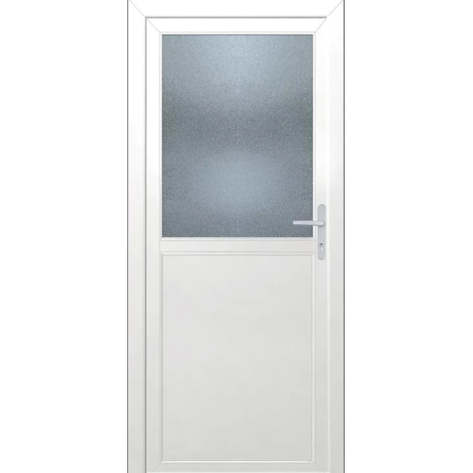 Porte de service 1/2 vitrée PVC 80 x h.205 cm poussant gauche